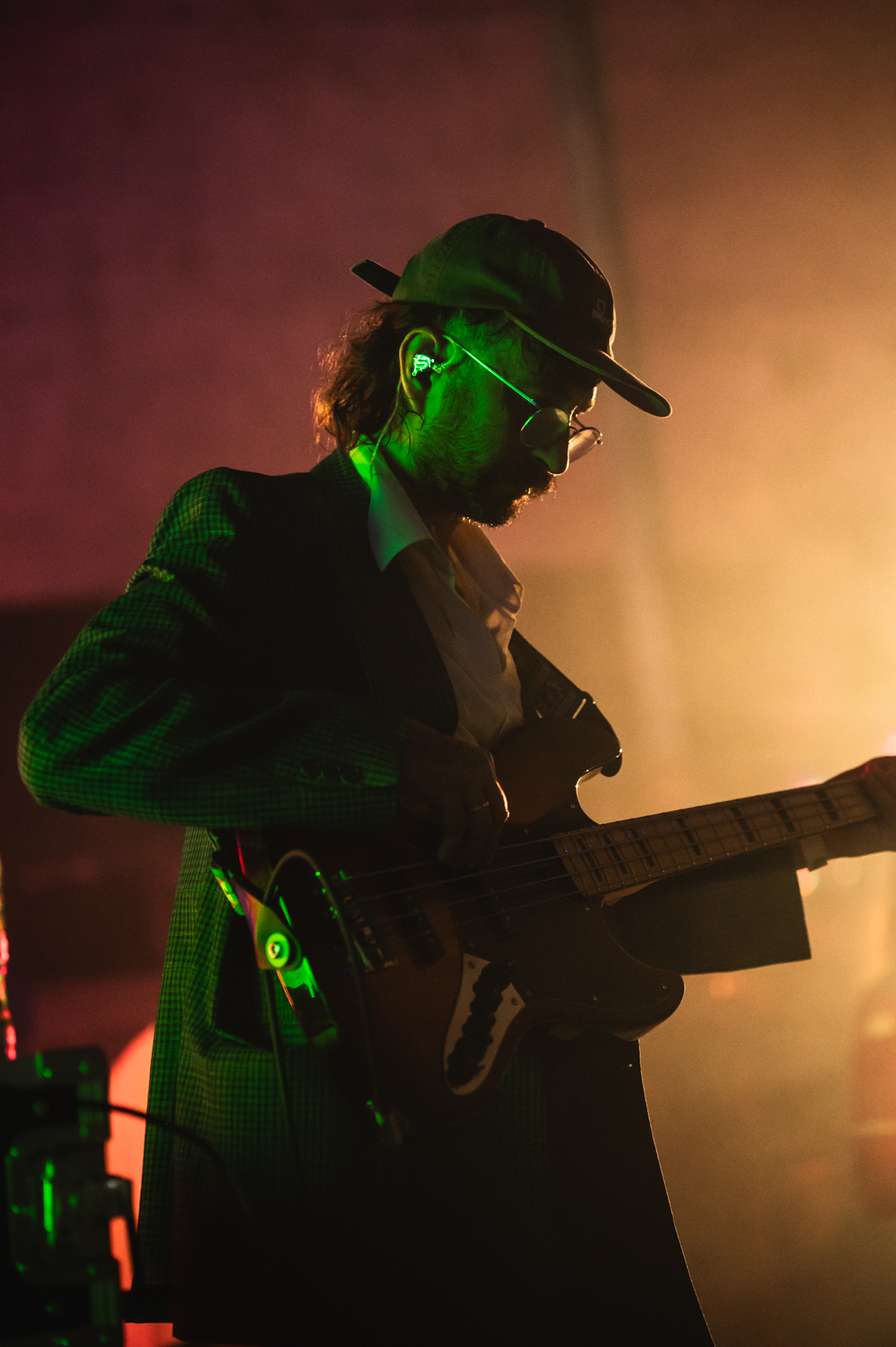 Bassist performing live